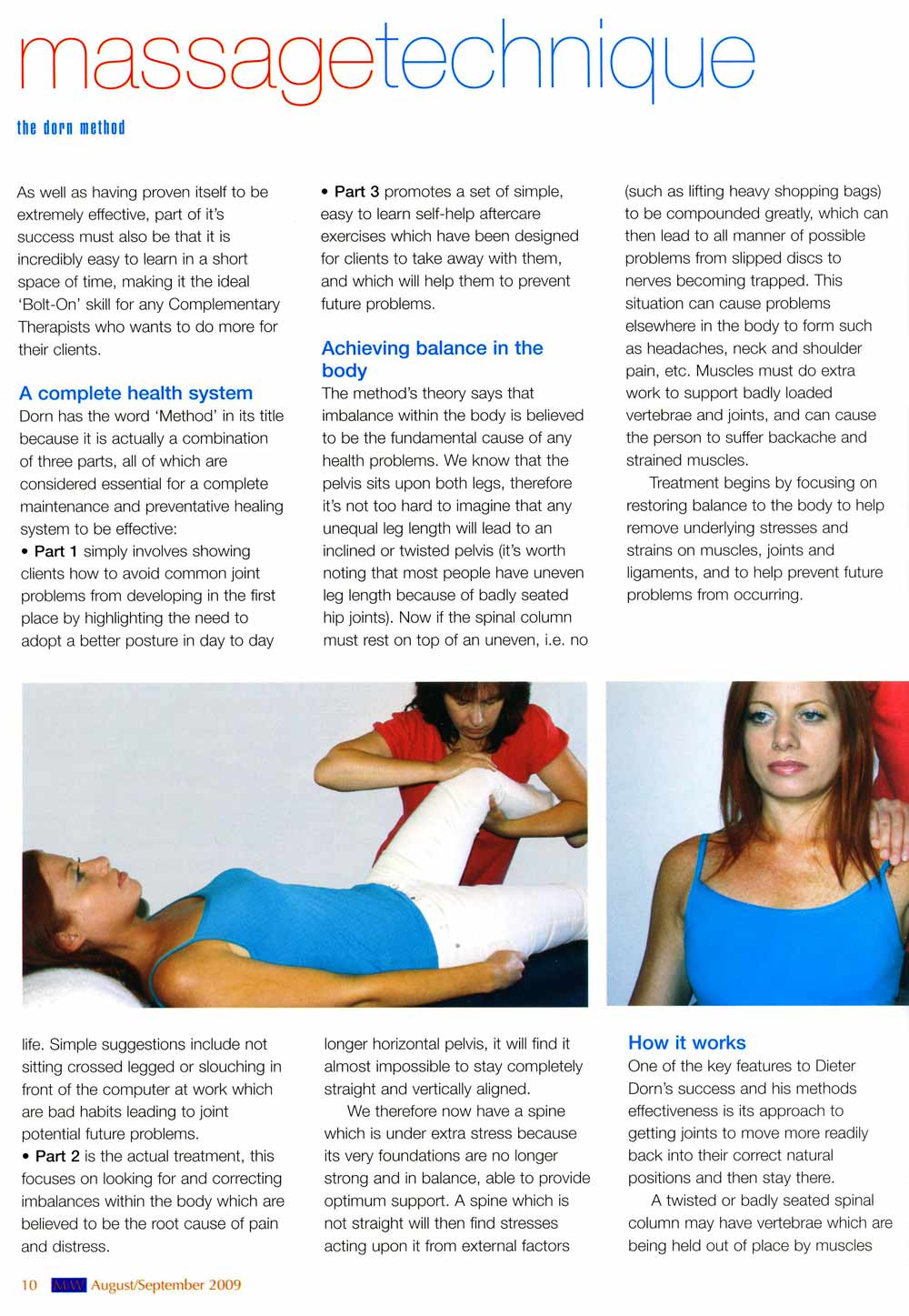 Massage World Magazine - The Dorn Method - Revolutionary Approach to Back & Joint Pain image 2